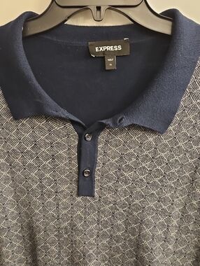 Express Men’s Navy Patterned Polo